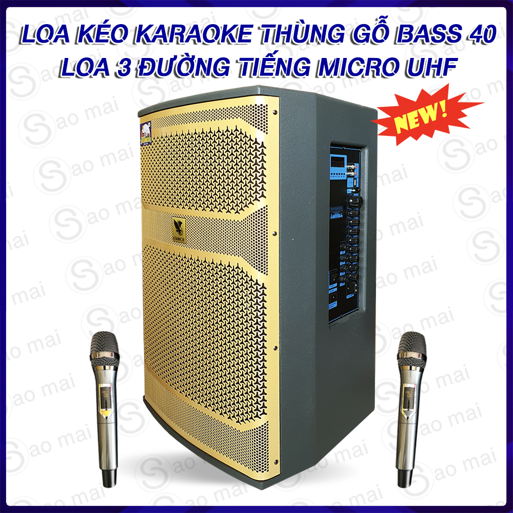 [Trả góp 0%]Loa thùng gỗ  Loa kéo di động Karaoke Bluetooth Usb ATANNOII AT-089A thùng gỗ 4 tấc - Tặng 2 micro Uhf không dây 2 chống lăn micro. Loa 3 đường tiếng Bass Mid Treble có bánh xe đẩy.