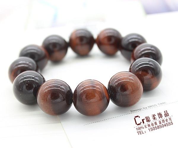 Vòng tay phong thủy đá mắt hổ màu gỗ 12 ly atl048