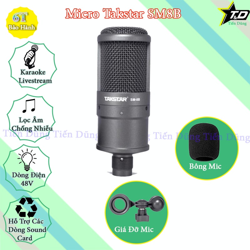 Mic thu âm Takstar SM8B dùng nguồn 48v phu hợp để hát livestream