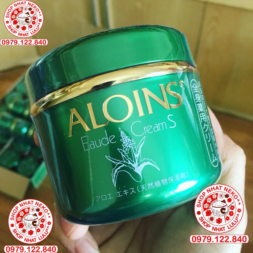 (Nắp Xanh) Kem Lô Hội Aloins, Kem Dưỡng Trắng Da body toàn thân, dưỡng ẩm Aloins Eaude Cream S 185g Nhật bản