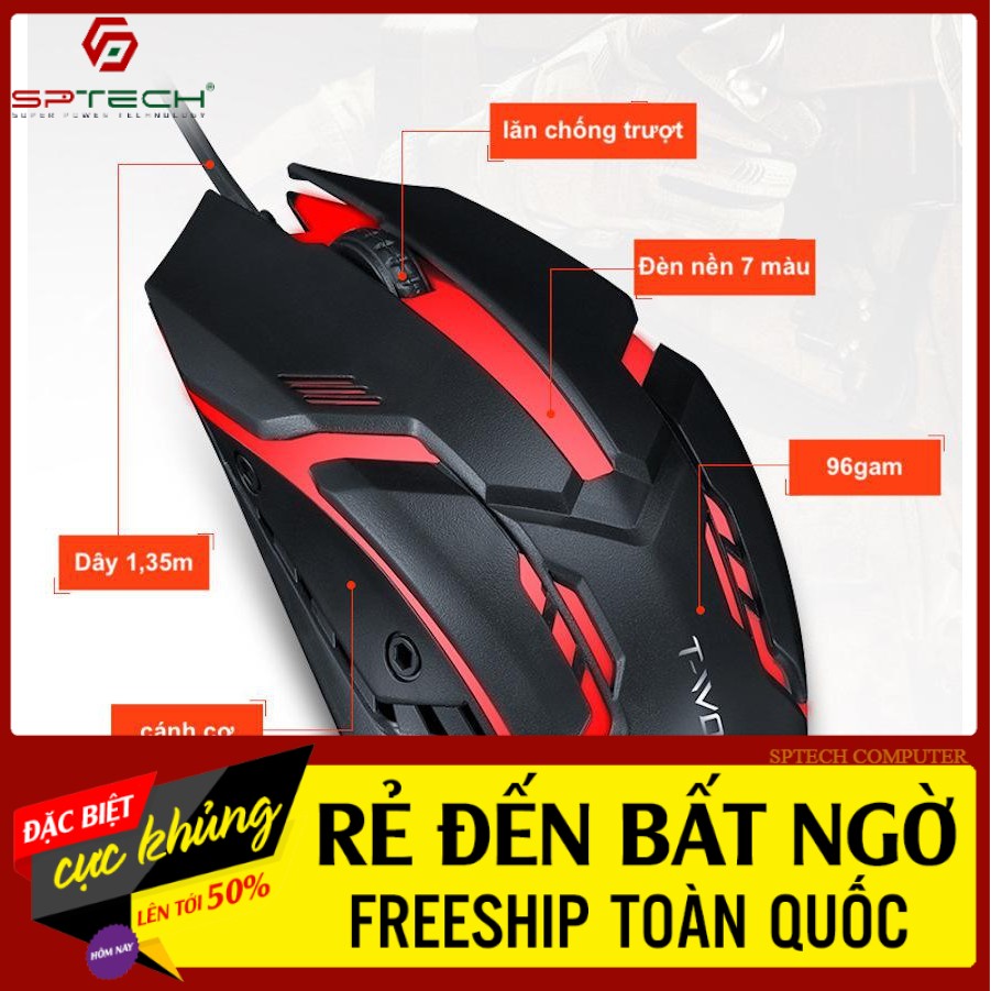 Chuột gaming dây 💎𝓕𝓡𝓔𝓔𝓢𝓗𝓘𝓟💎 mouse có dây gaming t-wolf v1 sptech computer