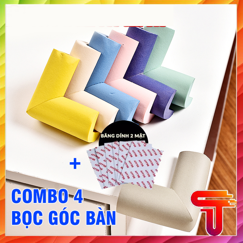 Bộ 4 Miếng Mút Xốp Bọc Cạnh Bàn - Bịt Góc Bàn An Toàn Cho Bé