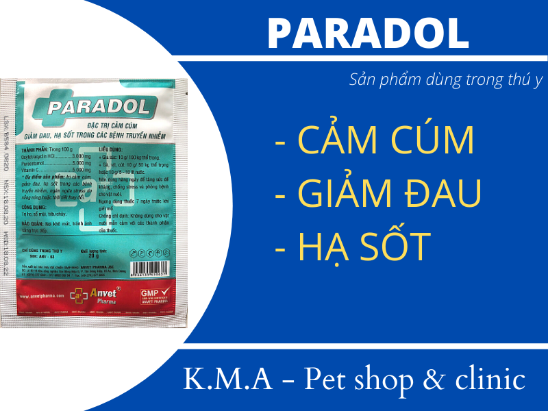 COMBO 03 GÓI PARADOL 20G - GIẢM ĐAU, HẠ SỐT - SẢN PHẨM CHỈ DÙNG TRONG THÚ Y (GÓI 20G)