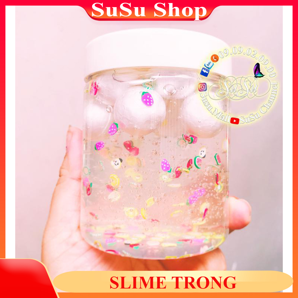 SLIME trong giá rẻ charm hạt xốp 250ml , Slime basic giá rẻ 1k , slime trong siêu mềm , slime mây siêu xơi siêu xốp - Sumo Mall
