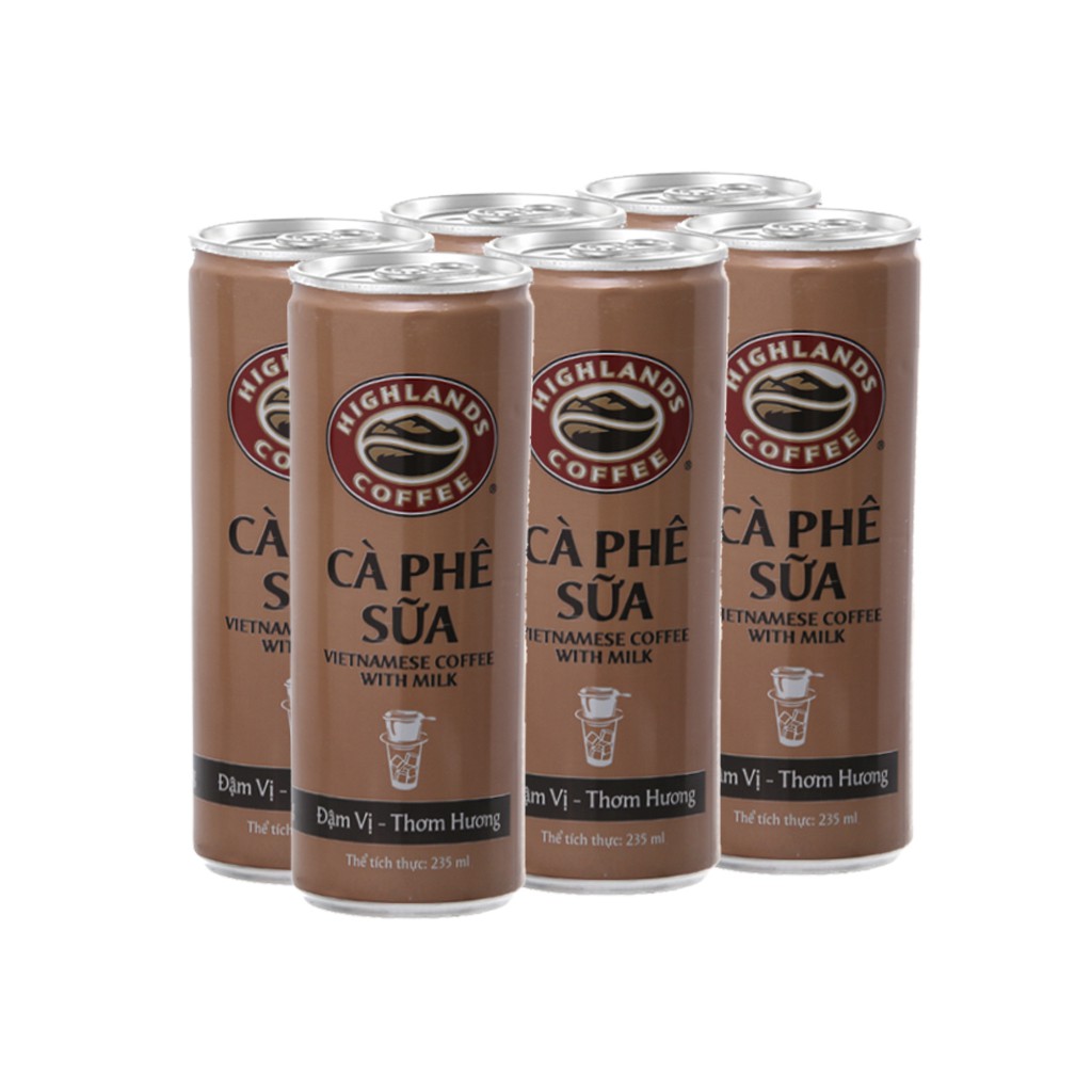 Cafe Highland lon 235ml - 1 lốc 6 lon