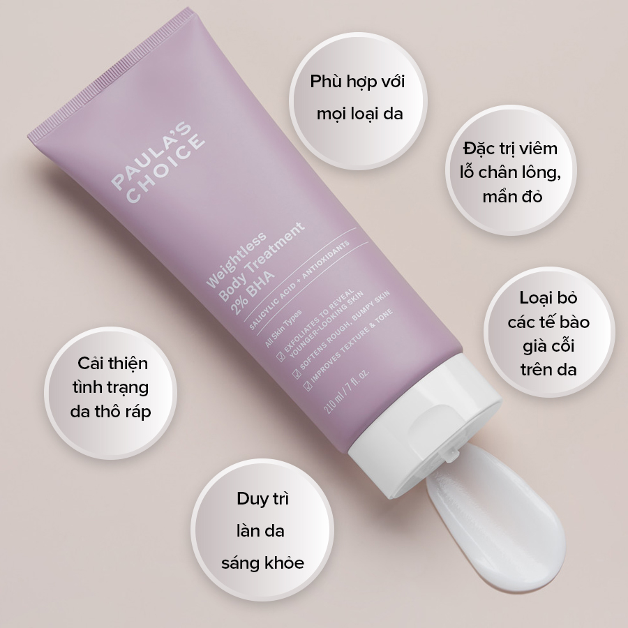 ( 6/2025) Kem Dưỡng Thể Paula's Choice 2% BHA [MINI 60ml] RESIST WEIGHTLESS BODY TREATMENT WITH 2% BHA Tẩy Tế Bào Chết Toàn Thân Mini 60ml