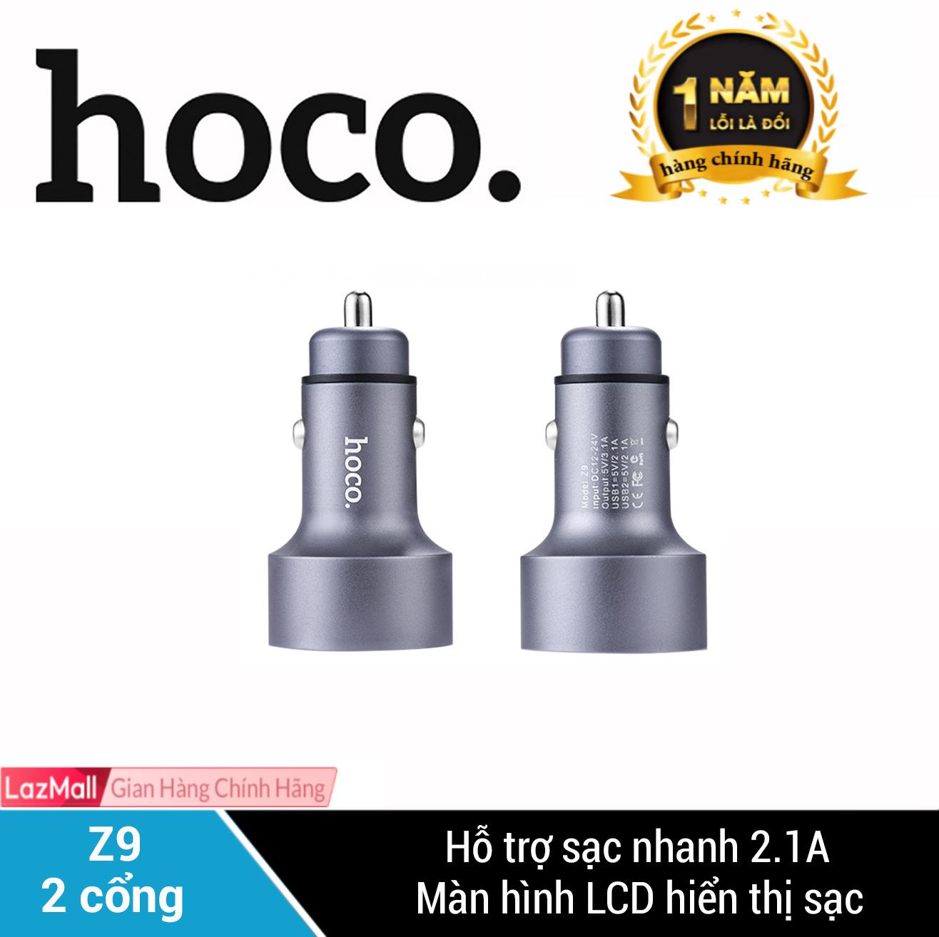 Sạc xe hơi 2 cổng hoco z9 sạc nhanh 2.1a