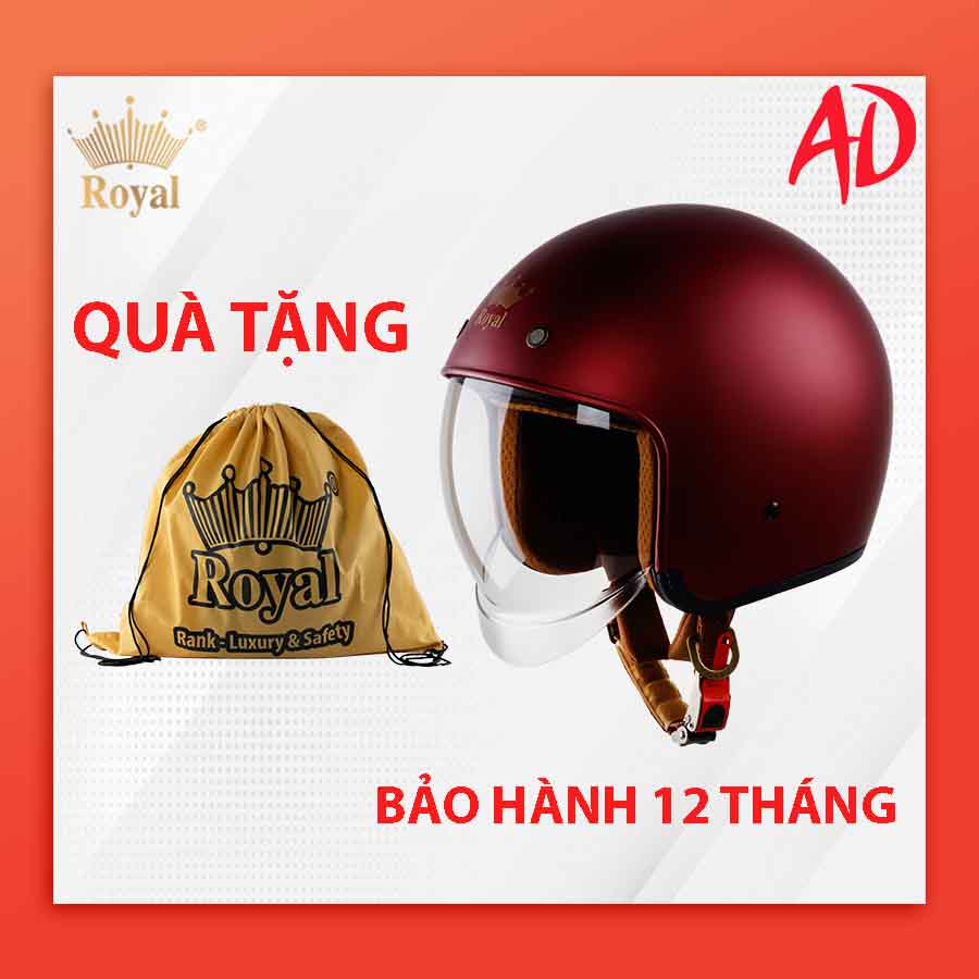 Nón bảo hiểm 3/4 Royal M139 có kính âm đỏ đô - Mũ bảo hiểm 3/4 Royal M139 kính âm tháo lót và kính r