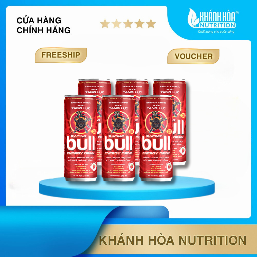 Khay/Lốc Lon Nước Tăng Lực Racing Bull Vị Dâu Lon 240ml