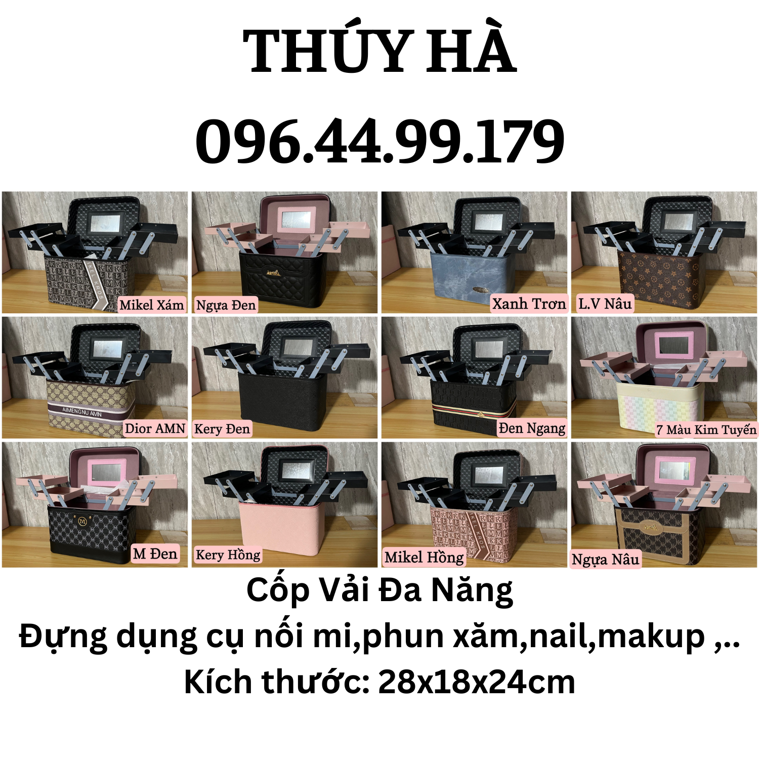 Cốp đa năng đựng đồ nối mi ,nail,phun xăm,makeup,spa ,..- Dụng cụ nối mi Thúy Hà