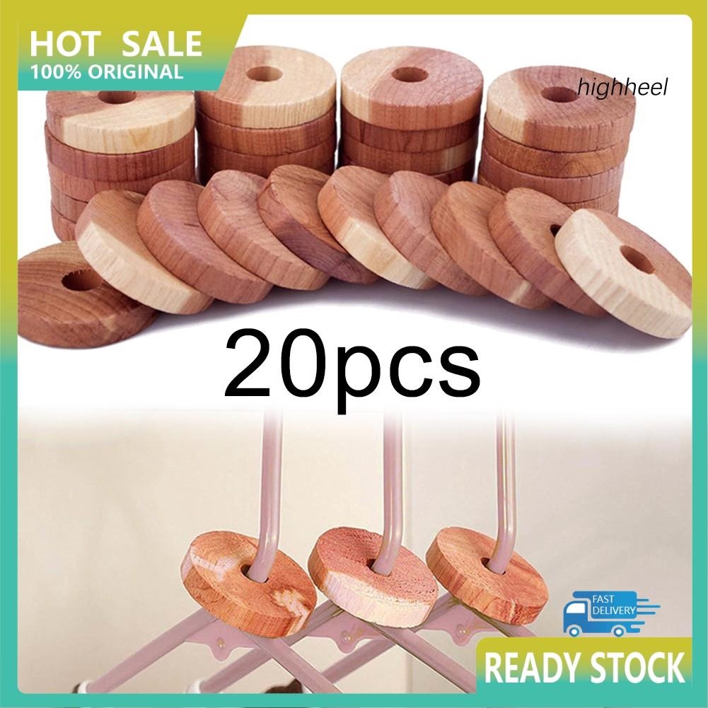 RYP 20Pcs Wardrobe Drawer Air Fresher Moth Repellent Mini Round Cedar Wood Blocks