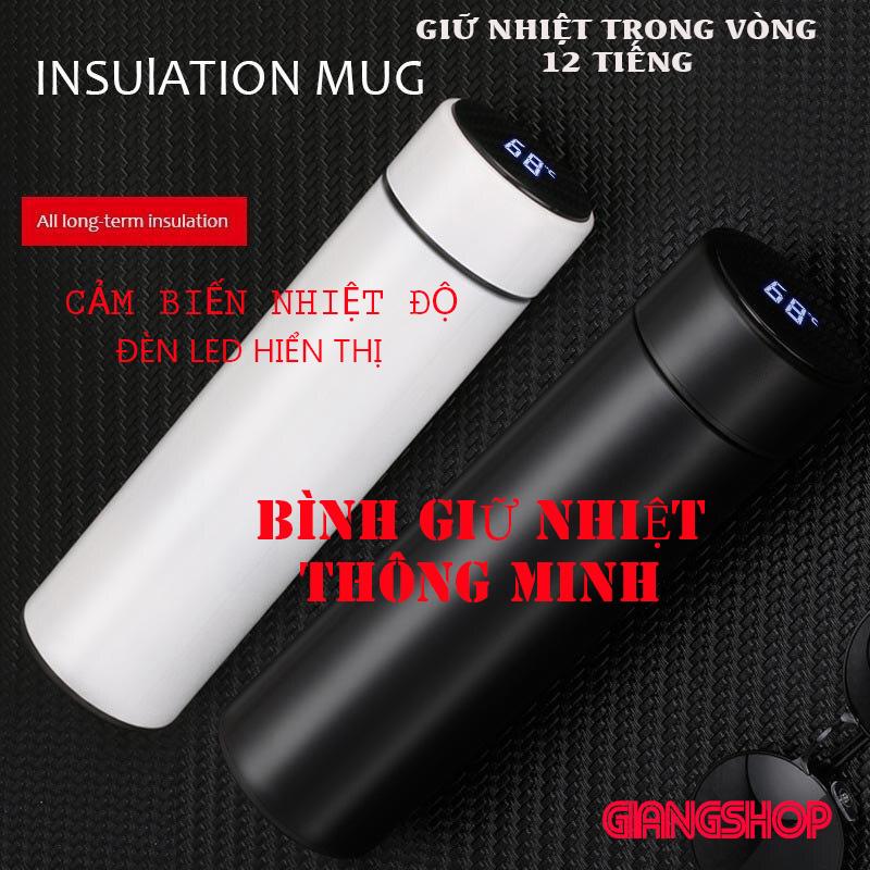 Bình Giữ Nhiệt Inox Thông MinhChất liêu inox Màn hình LED hiển thị nhiệt độ Giữ nhiệt lên tới 12 tiếng dung tích 500ml tặng khay lọc ly giữ nhiệt inox bình nước inox cao cấp bình giữ nhiệt giá rẻ bình giữ nhiệt tốt. KhanhLinhGiangShop