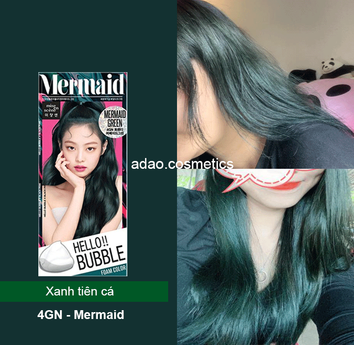 [CÓ SẴN] Nhuộm tóc BlackPink màu Mermaid (xanh rong biển) / Thuốc Nhuộm Tóc Tại Nhà Dạng Bọt Mise en 4GN