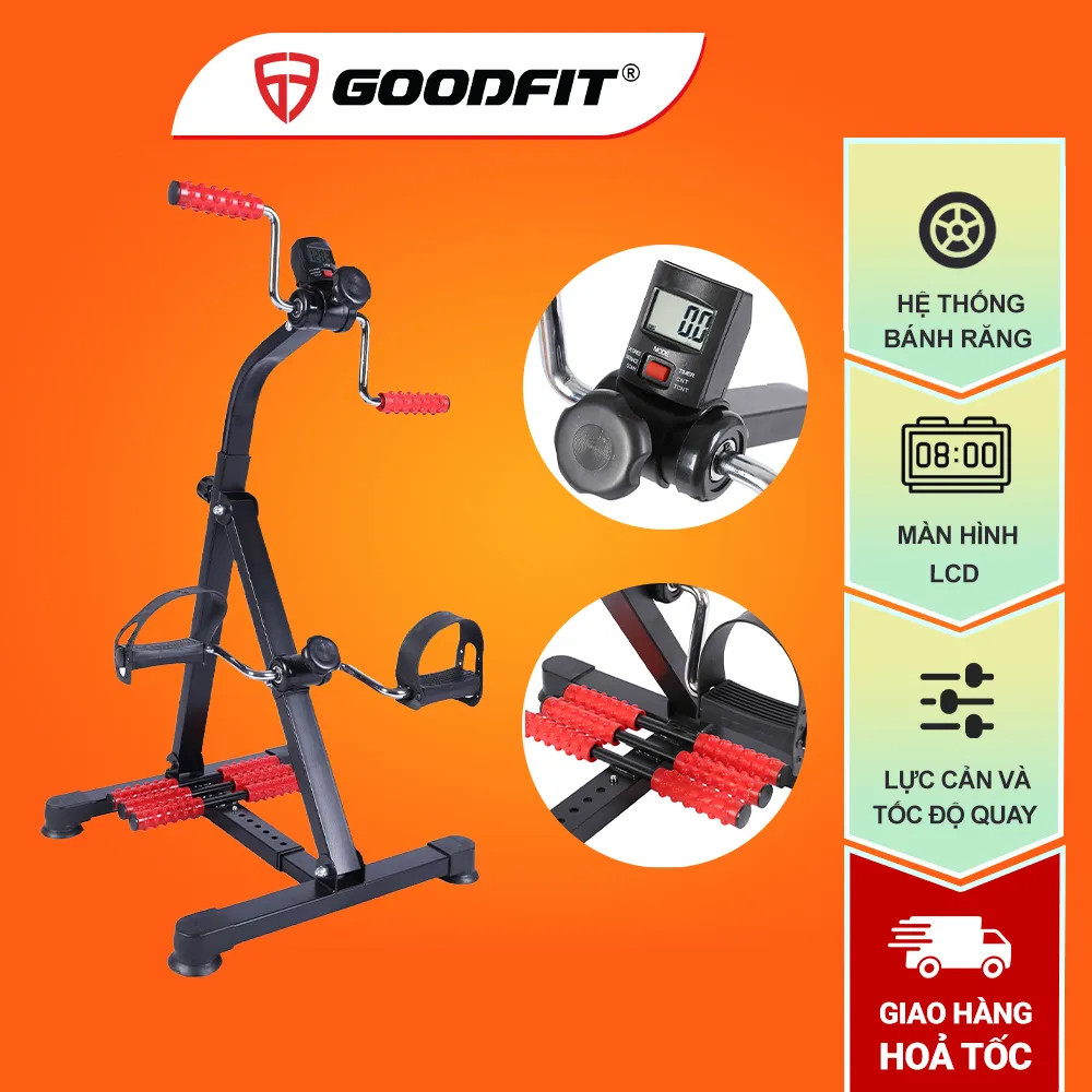 Xe Đạp Thể Thao Gấp Gọn Mini GoodFit Tập Luyện Thể Dục Tại Nhà GF005PE Có Đồng Hồ Đếm Số Tự Động Tập Được Cả Chân Và Tay Chất Liệu Nhựa ABS Thép Không Gỉ Cao Su Bền Bỉ Bảo Hành 12 Tháng