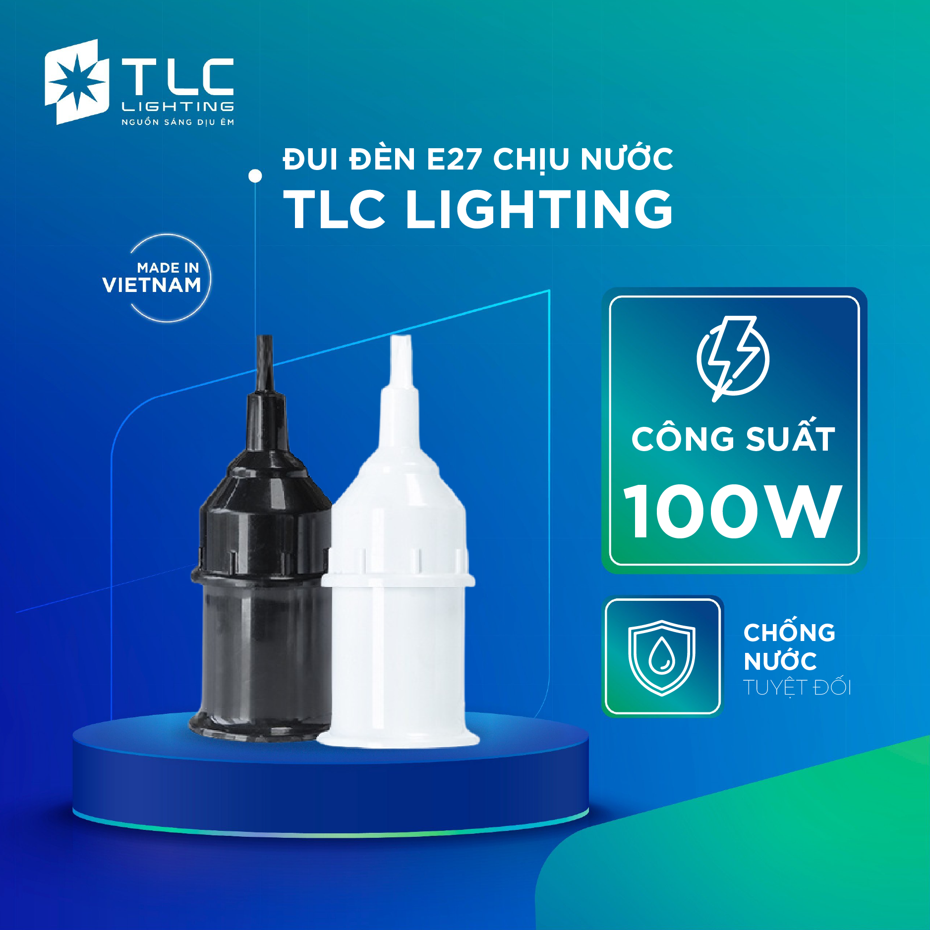 Đui đèn e27 chịu nước tlc lighting