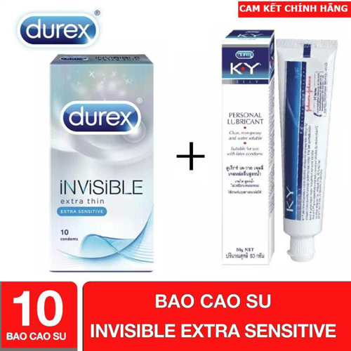 Bao cao su siêu mỏng Durex Invisible Extra Thin Extra Lubricated + gel bôi trơn
