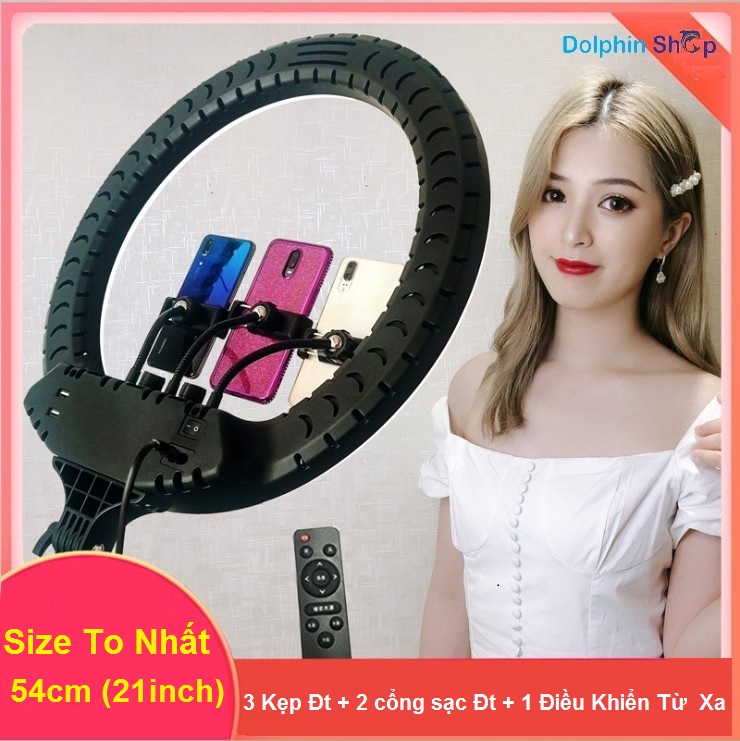 [HCM][ XẢ KHO ] Đèn Led Livestream Size Lớn Nhất Đèn LiveStream 54cm Đa Năng Điều Khiển Từ Xa (Tặng Kèm Chân Đỡ & 3 Kẹp Điện Thoại)  Siêu Sáng Siêu Bền- BH 12 tháng