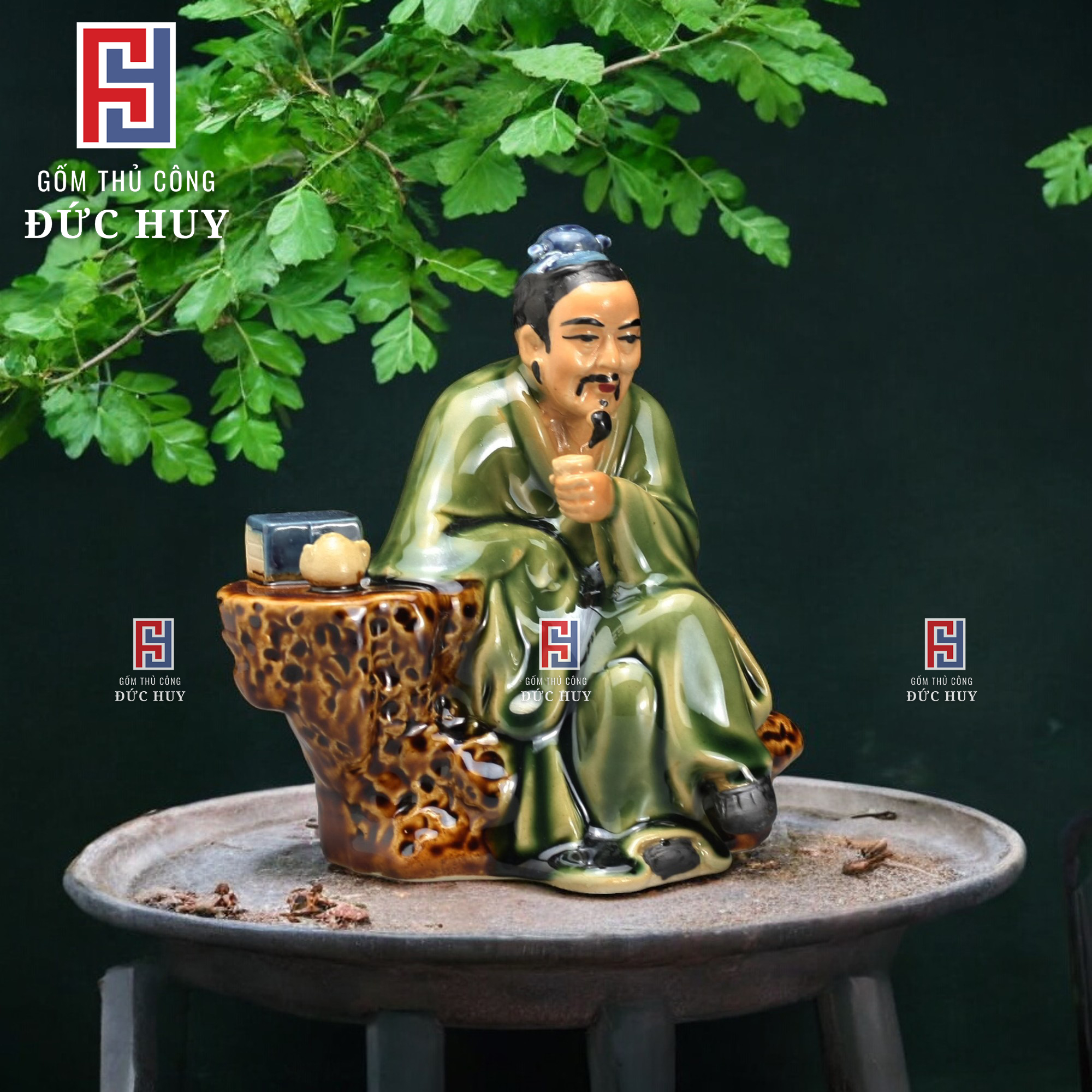 Tượng gốm Thần trà trang trí chậu cây bonsai bonsai mini đẹp