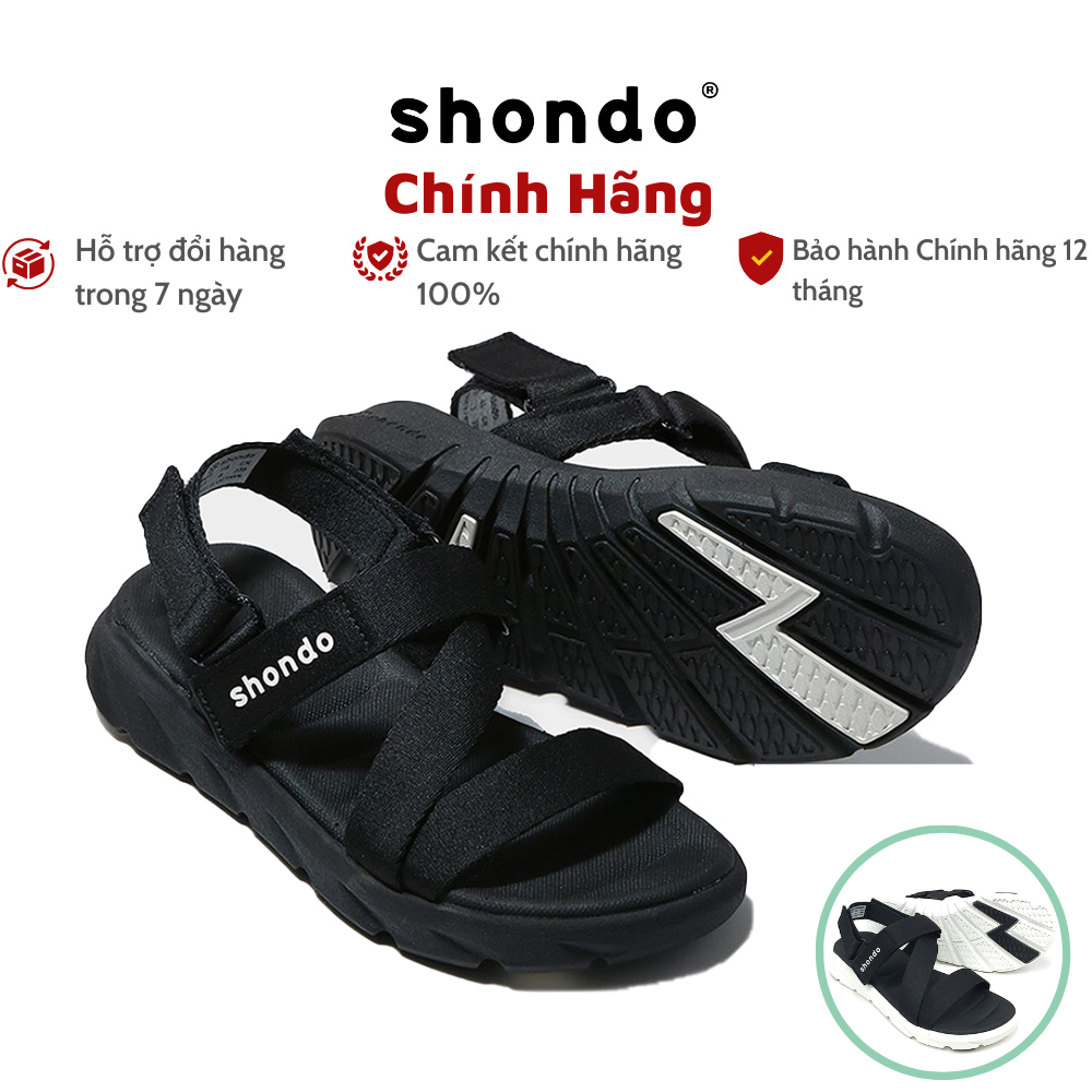  Giày Sandal Nam nữ SHONDO F6 Sport Đen Trắng F6S301 - F6S003 - Đế Phylon Siêu Nhẹ Thấm Hút Mồ Hôi Cực Tốt Tháo Quai Hậu Làm Dép 