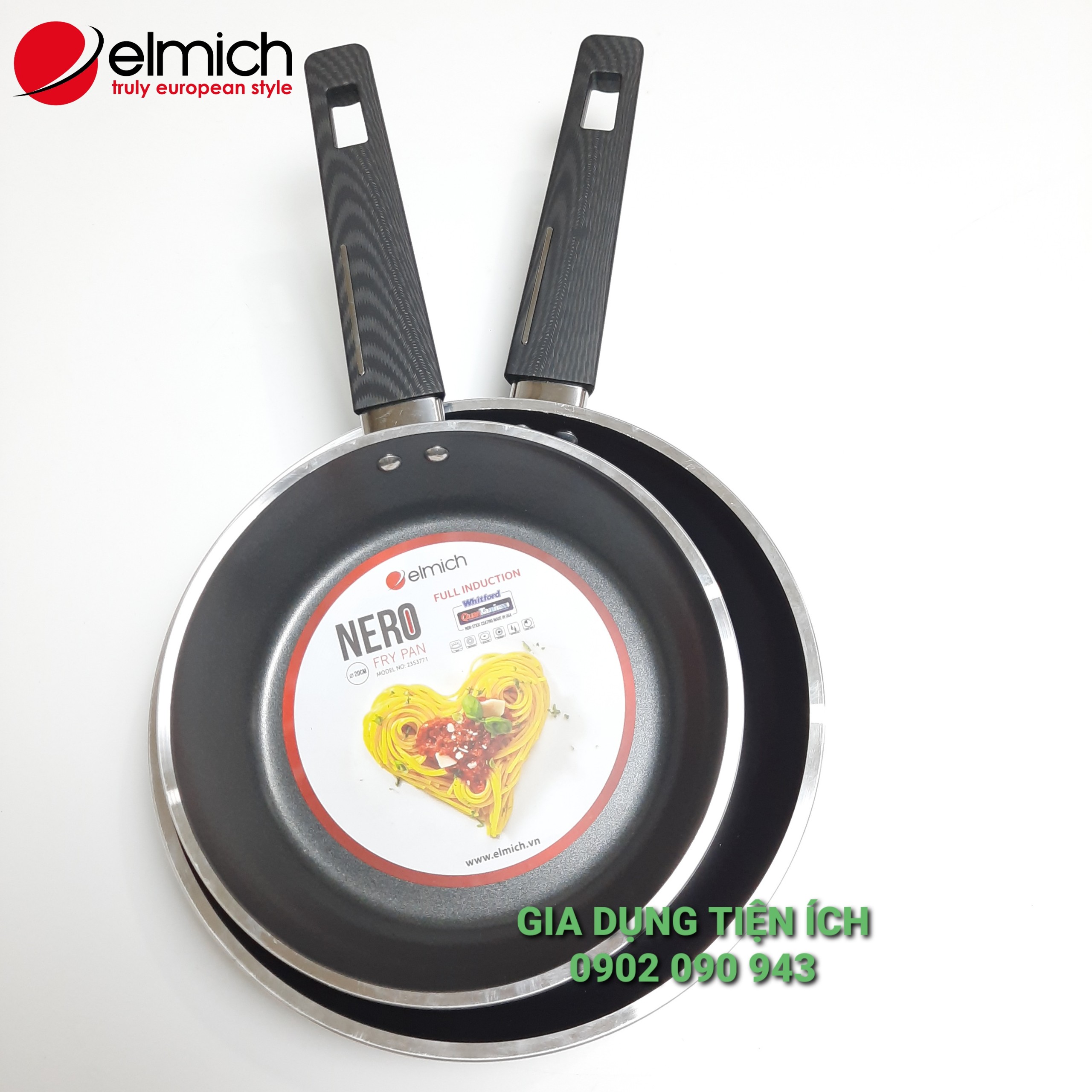 Chảo từ chống dính elmich cao cấp nero elmich 3771/20cm chính hãng đáy hàn nguyên khối bắt từ siêu tốt