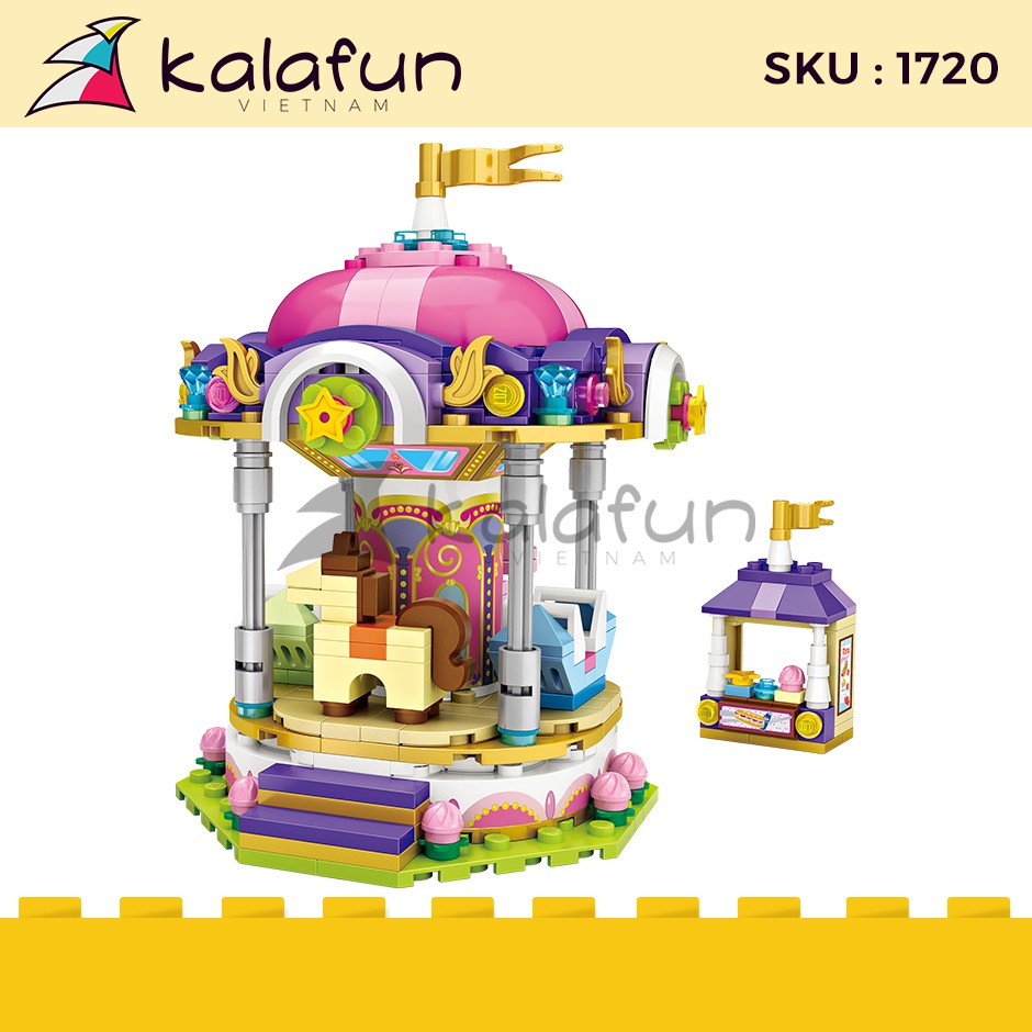 Đồ chơi lego, lắp ráp mô hình, xếp hình trẻ em Vòng xoay ngựa gỗ LOZ 1720