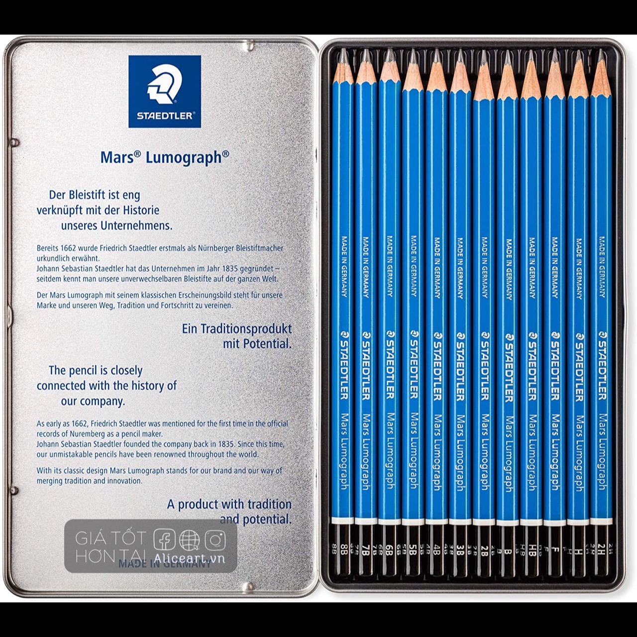 Bút chì staedtler xanh hb đến 9b chính hãng