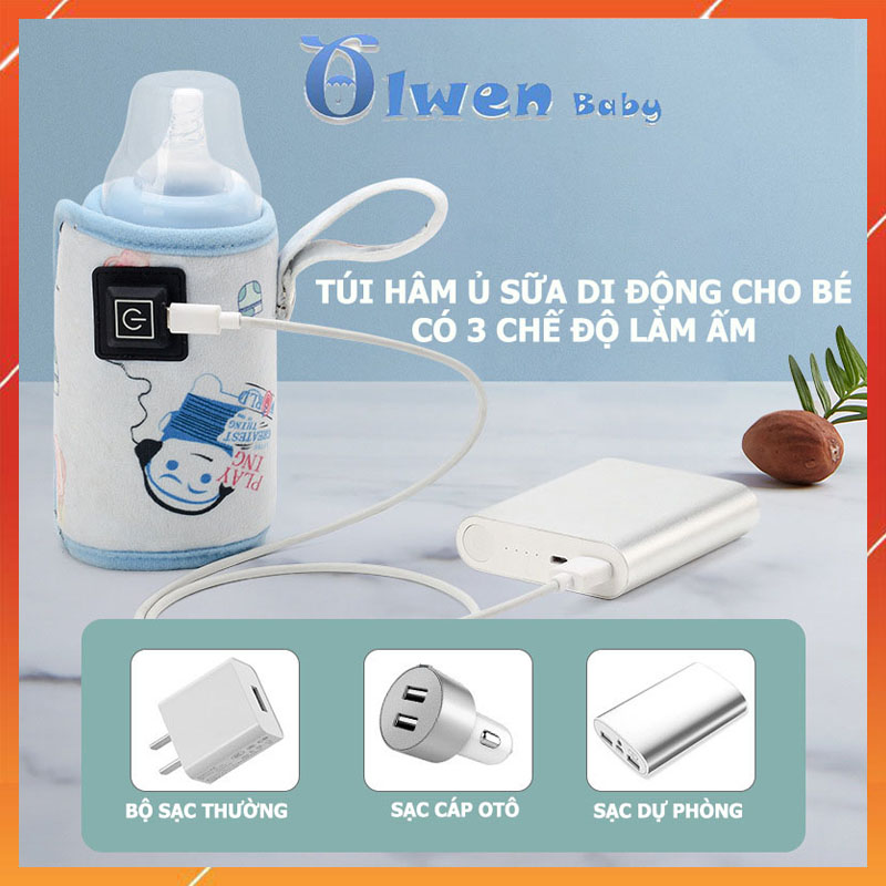 Túi hâm ủ bình sữa sạc usb di động cho bé hâm giữ ấm nóng bình thông minh đa năng từ 40-60 độ tiện lợi tuiubinhsua02
