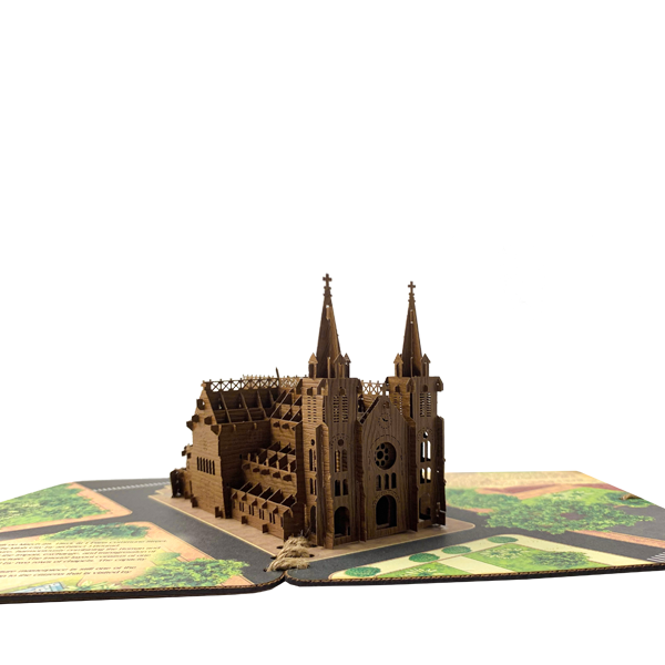 Thiệp 3D Nhà thờ Đức Bà Sài Gòn size 20cm x 15cm x 9cm