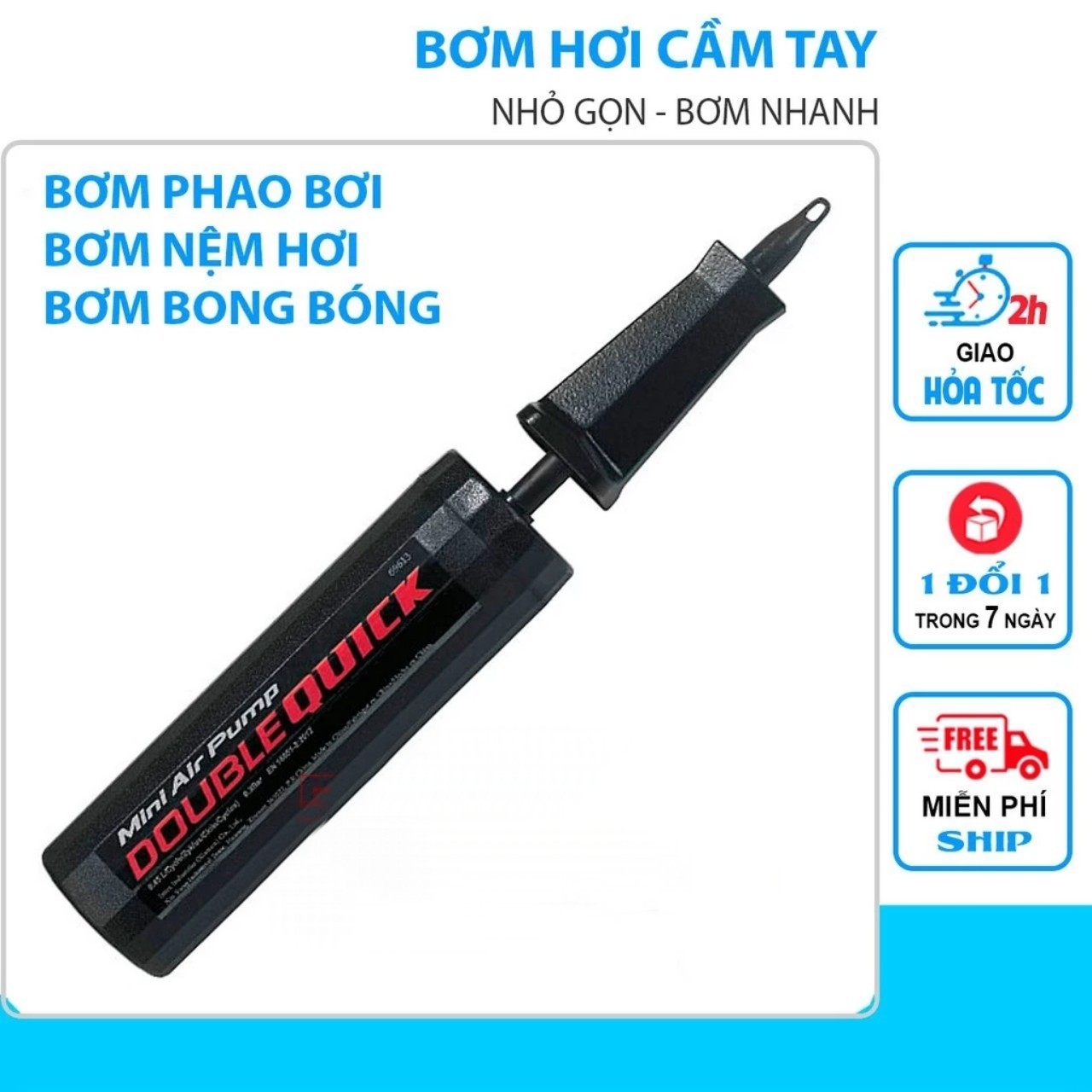 Bơm Phao, Bơm Phao Tay, Bơm Phao Bơi-Bơm tay mini double quick-Hàng Cao Cấp