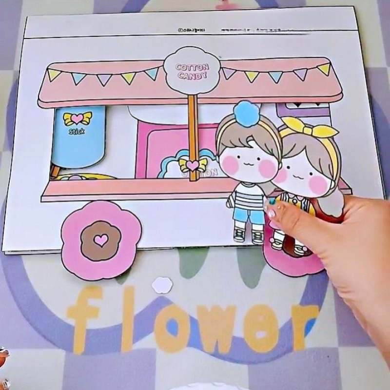 Cửa hàng xe kẹo bông của búp bê giấy