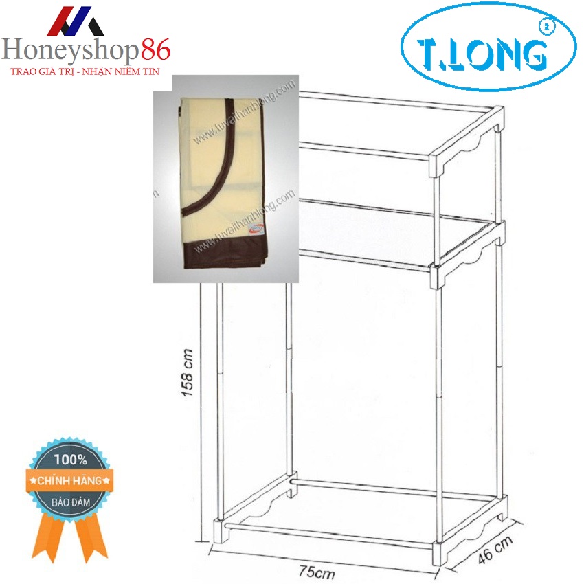 Bao Áo Tủ Vải Thanh Long 06 TLBA06 (Dùng thay thế cho bao áo tủ đã hư) không bao gồm khung sắt HONEYSHOP86