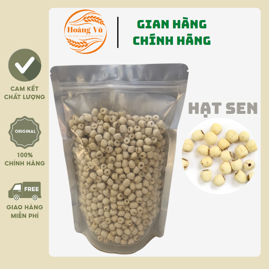 Hạt sen khô thơm bở Hoàng Vũ loại túi 500g