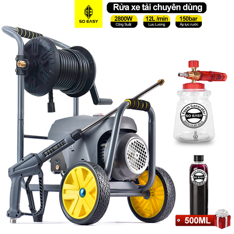 Máy rửa xe công nghiệp áp lực cao cao áp tiệm rửa xe chuyên dùng, động cơ lõi đồng ty sứ, SOEASY 2800W SE009G, may rua xe cao áp công suất mạnh, máy xịt rữa xe áp lực cao xịt rửa xe tải, xe cơ giới, chuồng trại, rác thải