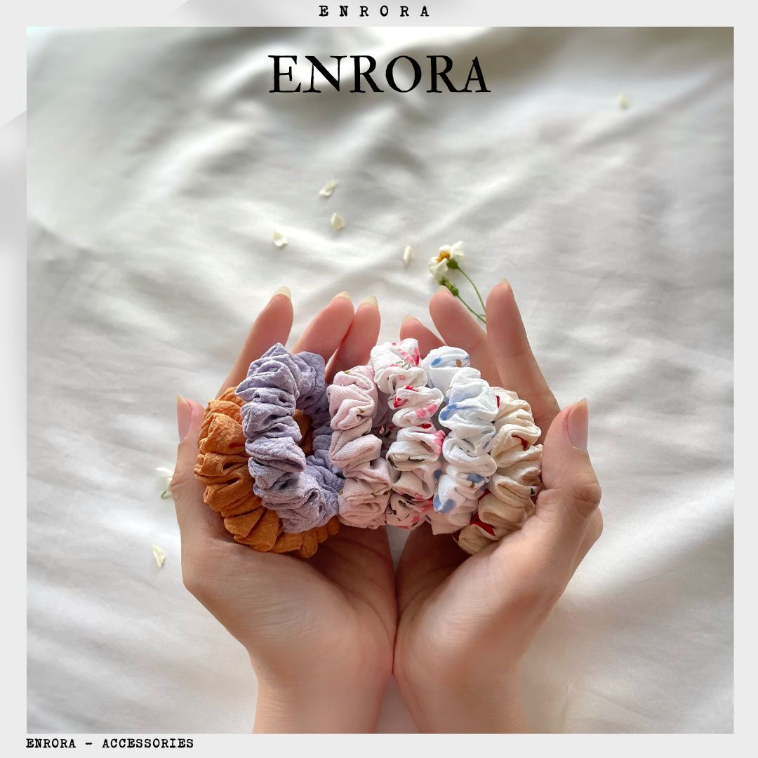 Scrunchies enrora cột tóc vải mini nhiều màu sắc