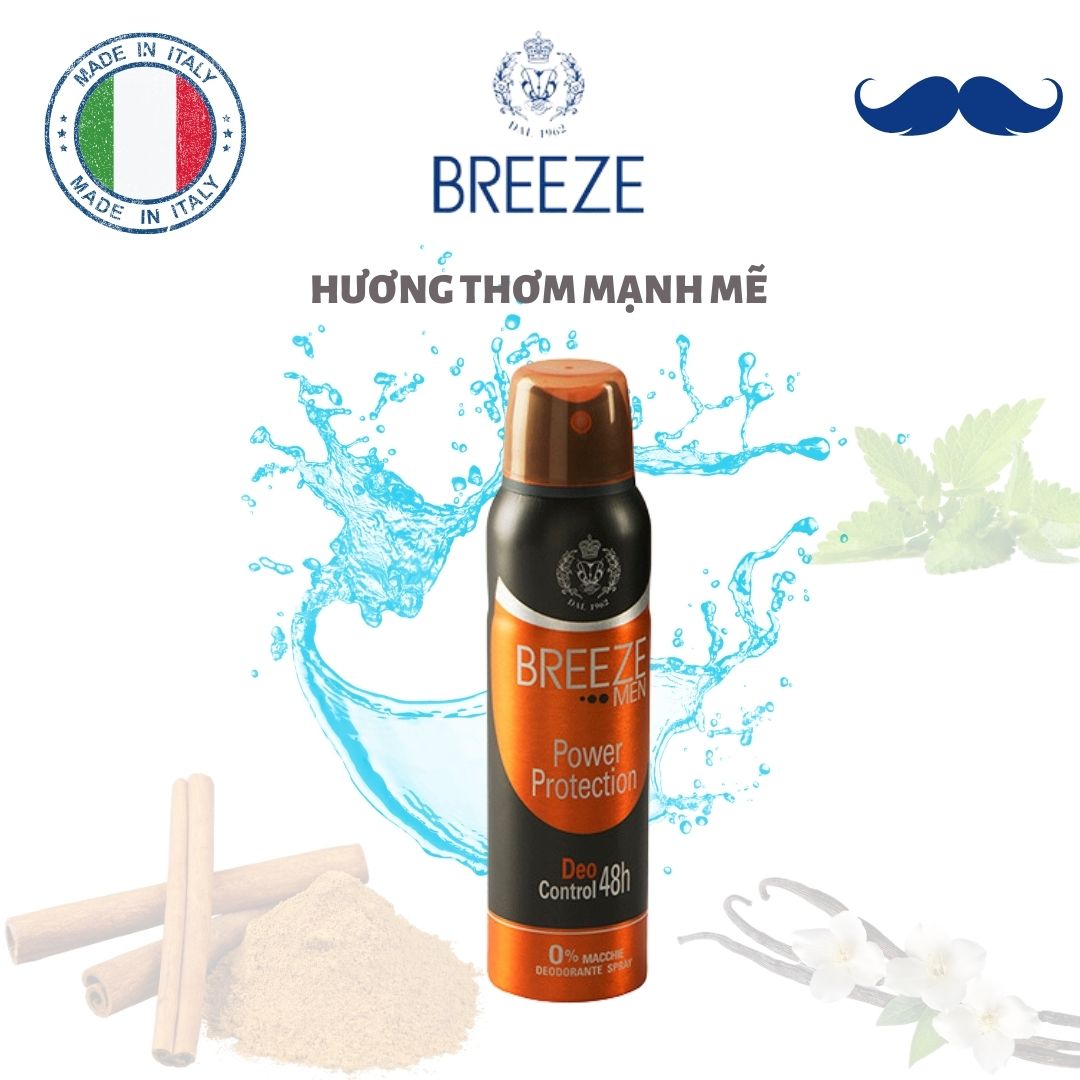 Xịt khử mùi nam hương nước hoa Spray Deodorant Breeze Men Power Protection 150ml