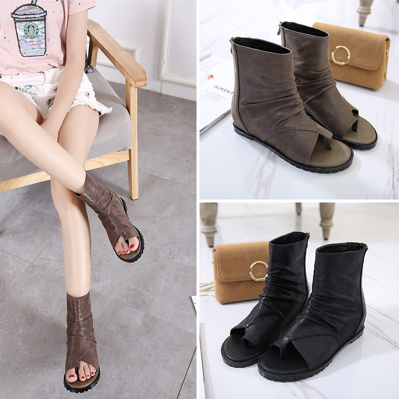 Giày boot chiến binh cổ ngắn da trơn xỏ ngón chính hãng KAILI B02