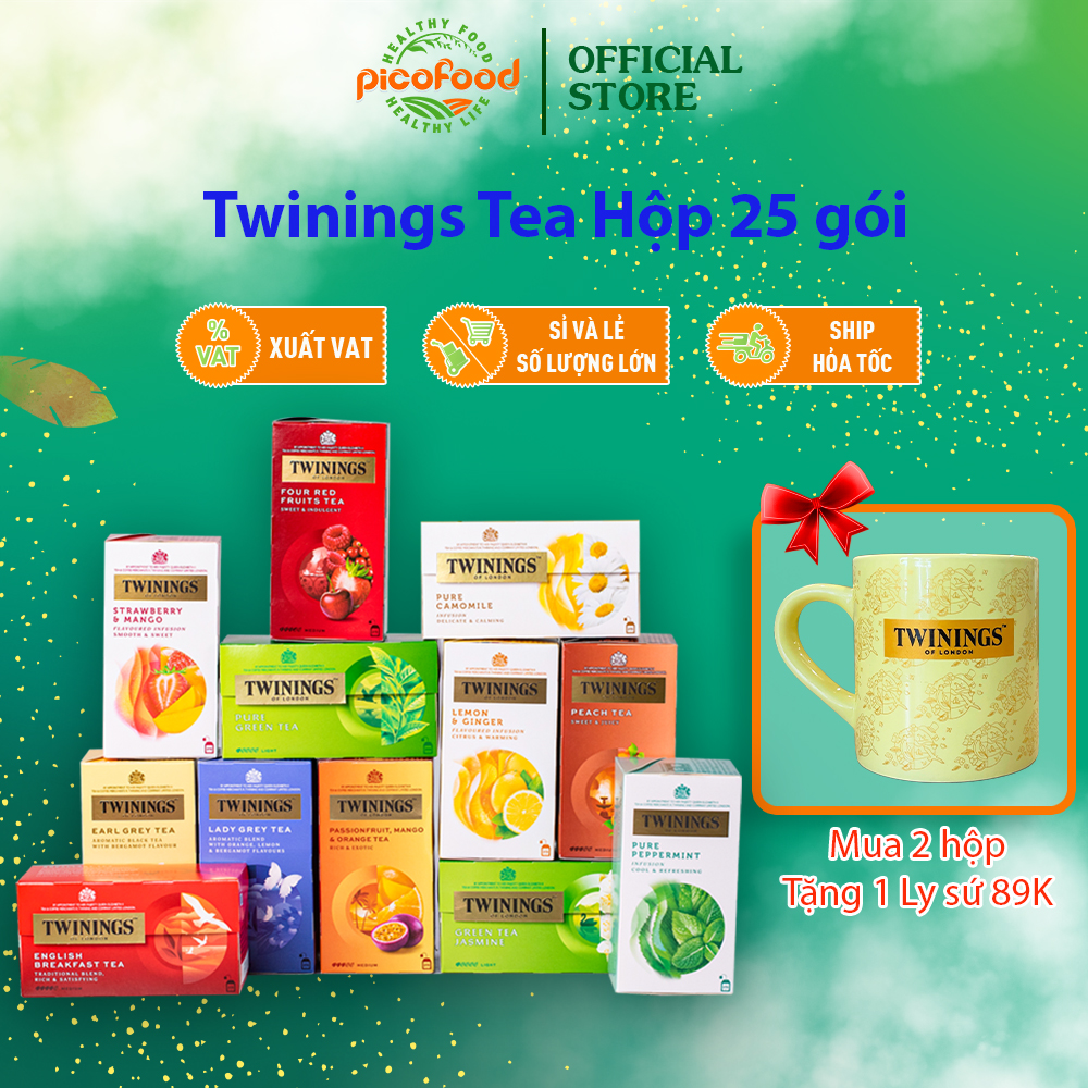 Trà Túi Lọc Anh Quốc Thượng  Twinings Hộp 25 Gói - 12 Hương Vị - Pico Food