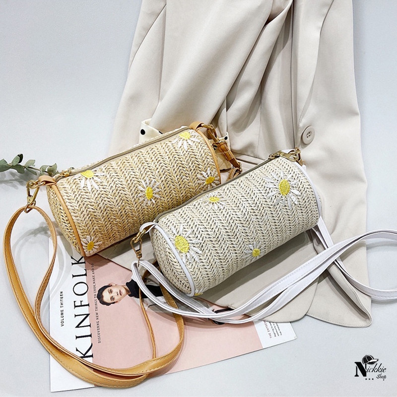 Túi cói thêu họa tiết hoa cúc thời trang giá rẻ