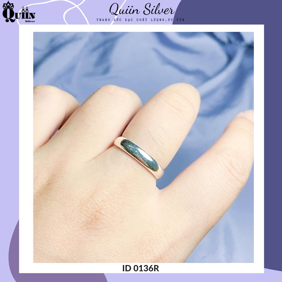 Nhẫn bạc ta, bạc s925 quiin - nhẫn trơn dành cho nữ 0136r