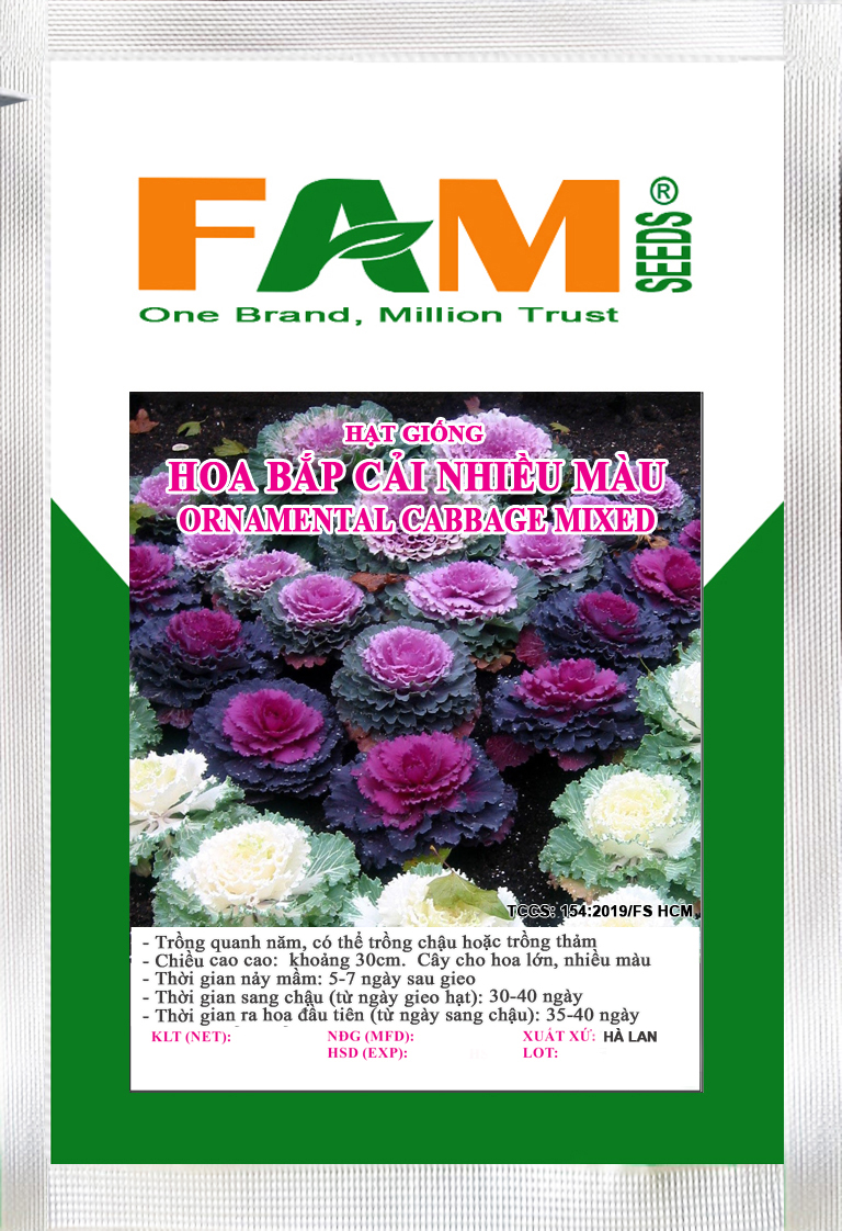 Hạt giống hoa bắp cải nhiều màu - gói 0.3gr