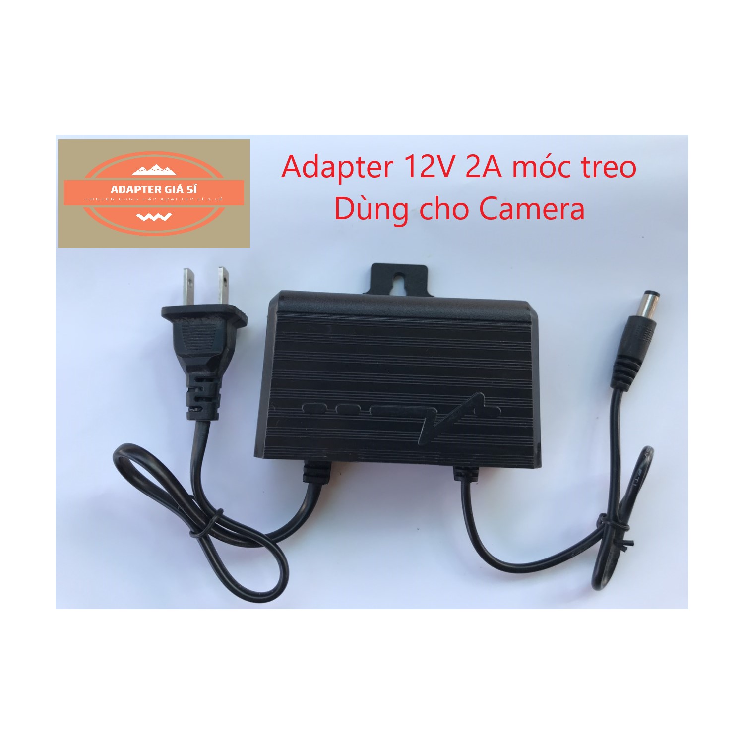 Adapter nguồn 12V 2A móc treo cho camera ngoài trời