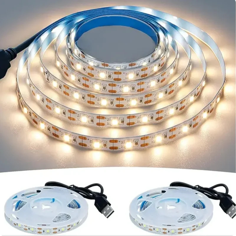 Dc 5V USB LED Strips 2835 trắng ấm Trắng LED Strip ánh sáng TV chiếu sáng nền băng trang trí nội thất đèn 1- 5M LED String ánh sáng