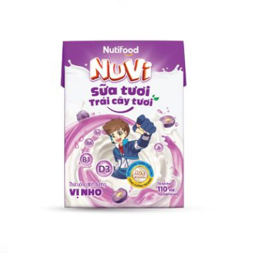 Lốc 4 hộp 110ml sữa trái cây tươi vị cam/nho Nuvi