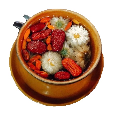Trà thảo mộc hoa cúc, táo đỏ, kỉ tử, long nhãn và cỏ ngọt hiệu Như Ý hộp 20 gói giải nhiệt, mát gan, giảm mỡ máu và huyết áp