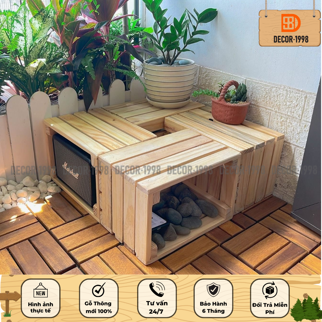 Thùng gỗ decor,gỗ thông mới 100% nhập khẩu