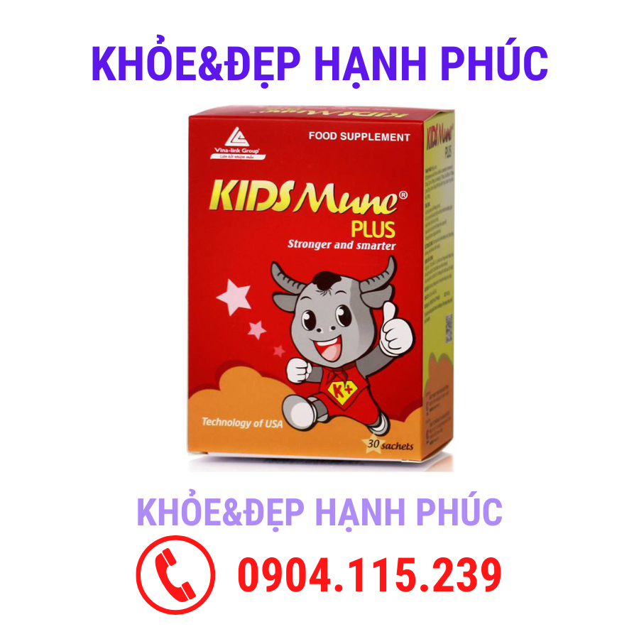 Kidsmune plus tăng cường sức đề kháng, tiêu hóa khỏe mạnh thông minh hơn Vinalink group – 30 gói/hộp