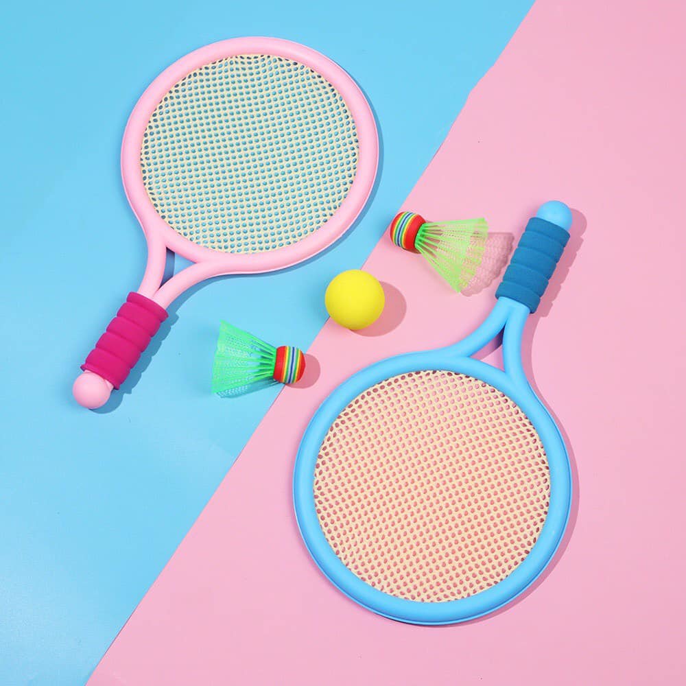 đồ chơi vợt cầu lông trẻ em có 2 vợt, 1 quả bóng, 1 quả cầu vợt cầu lông cho bé 5