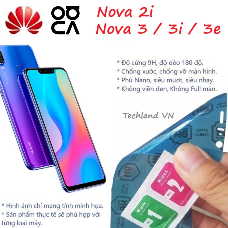 Cường Lực Phủ Nano Huawei Nova 2i / 3i / 3e / 3 - Trong Suốt, Không Full Màn, Không Viền Đen