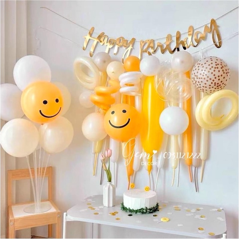 Smile Kit - Set bóng xoắn sinh nhật vàng tươi phong cách Hàn