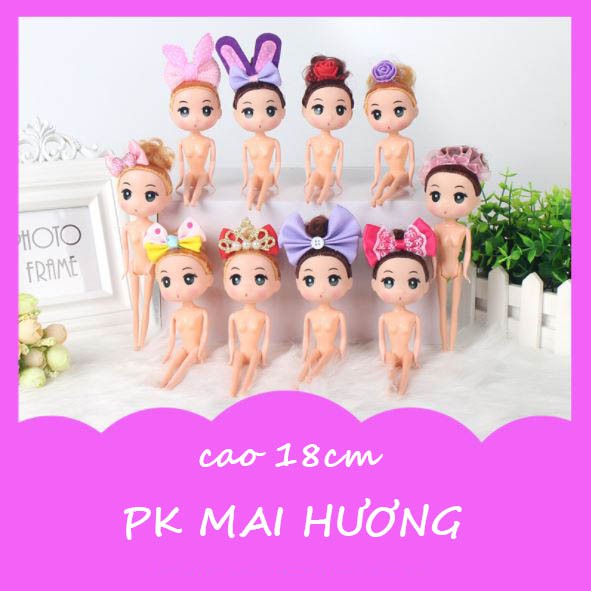 Đồ trang trí sinh nhật cho bé trai bé gái - set 10 búp bê chibi 18cm